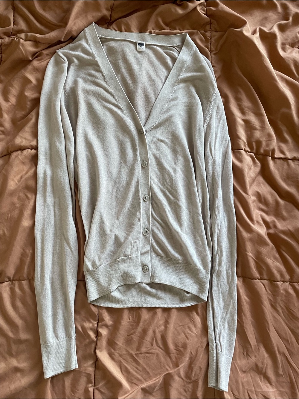 Uniqlo Light Beige V-Neck Button Cardigan